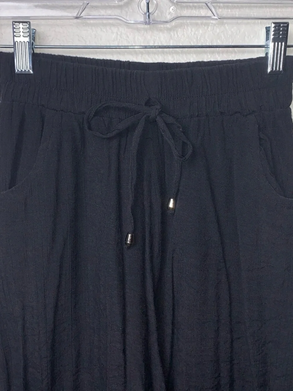 Black Wide Leg Palazzo Lounge Boho Pants Drawstring Size S/M